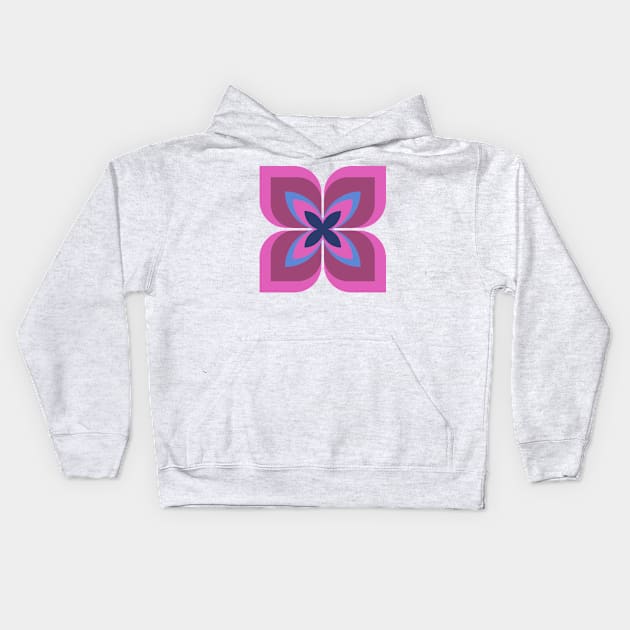 Modern Bold Stylized Flower in bold and vibrant hot pink, magenta and cobalt blue Kids Hoodie by FrancesPoff